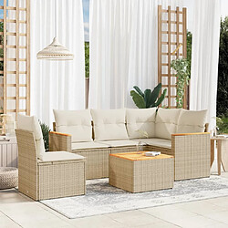 vidaXL Salon de jardin avec coussins 6 pcs beige résine tressée