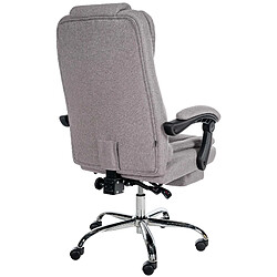 Avis Decoshop26 Fauteuil de bureau ergonomique généreusement rembourrée avec repose-pieds en tissu gris et métal chromé 10_0002571