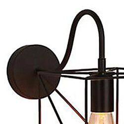 Avis Universal Lampe murale à LED vintage Applique murale industrielle à loft noir E27 Abat-jour en fer simple Garde en cage Pince d'éclairage intérieur (F)