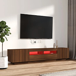 Avis Maison Chic Ensemble de meubles TV 2 pcs avec lumières LED pour salon - Chêne marron -MN80825