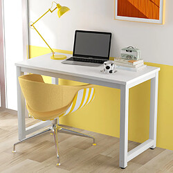 LBF Bureau d'ordinateur, Table de Bureau Informatique Table d'Étude avec Sac de Rangement et Crochet pour Casque Table d'Écriture pour Ordinateur pour Bureau, Chambre (Blanc, 120*60*75cm)