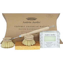 Andree Jardin Coffret vaisselle avec brosse savon et éponge nature.