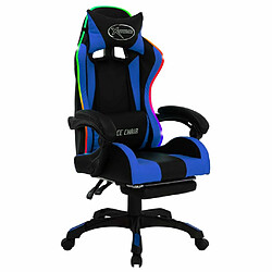 Maison Chic Chaise de jeu vidéo avec LED, Chaise gaming, Fauteuil gamer d'ordinateur,Chaise de Bureau RVB Bleu et noir Similicuir -GKD38903