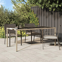 vidaXL Table de jardin Beige 190x90x75 cm Verre trempé/résine tressée