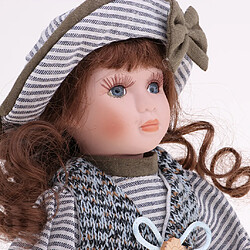 Avis 30cm belle figurine poupée fille en porcelaine avec gris vêtements chapeau ensemble