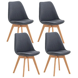 Decoshop26 Lot de 4 chaises de salle à manger cuisine bureau style scandinave en tissu gris foncé pieds en bois 10_0000542 