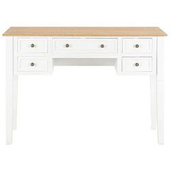 Helloshop26 Bureau table meuble travail informatique bois blanc 109,5 cm 0502114 pas cher