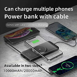 Avis Universal QI Portable 20000mAh Charger sans fil, banque d'alimentation ultra-mince avec câble intégré et numérique caché