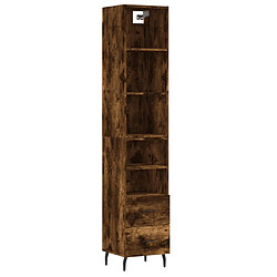 vidaXL Buffet haut Chêne fumé 34,5x34x180 cm Bois d'ingénierie