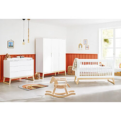 Pinolino Chambre de bébé Bridge 3 pièces lit de bébé évolutif commode à langer armoire grande