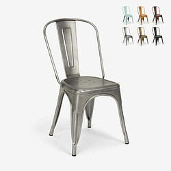 Ahd Amazing Home Design Chaises design industriel vintage en métal shabby chic style Tolix Steel Old, Couleur: Silver 