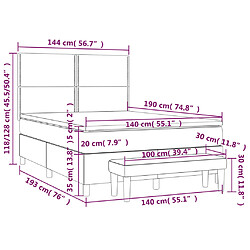 vidaXL Sommier à lattes de lit et matelas Vert foncé 140x190cm Velours pas cher