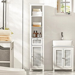 SoBuy BZR36-W Meuble Colonne de Salle de Bain Armoire Haute Placard de Rangement avec 1 porte, 1 tiroir et 3 étagères 