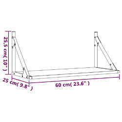 vidaXL Étagères murales 2 pcs noir 60x25x25,5 cm bois d'ingénierie pas cher