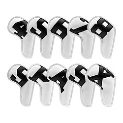 10x Golf Iron Headcover PU Club Covers Wedges Protecter Noir Sur Blanc