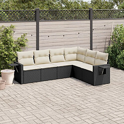 vidaXL Salon de jardin 6 pcs avec coussins noir résine tressée 