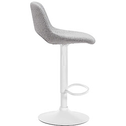 Decoshop26 Tabourets de bar chaises haute x2 avec repose-pieds en tissu gris clair piètement métallique blanc 10_0004100 pas cher