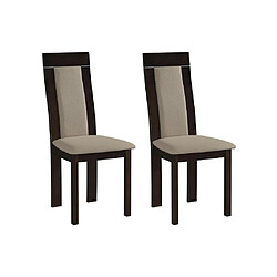 Vente-Unique Lot de 2 chaises BELINDA - Hêtre et tissu - Coloris : Noyer et Beige 