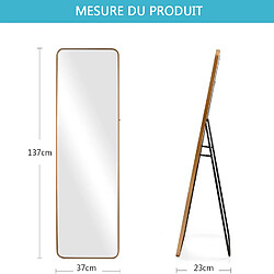 WeValley 137 x 37 cm Miroir sur Pied, Miroir de Sol, Miroirs muraux, Miroir Autoportant, Alliage d'Aluminium avec Cadre-Doré pas cher