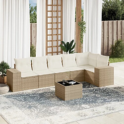 Maison Chic Salon de jardin avec coussins 7 pcs, Ensemble Tables et chaises de jardin, beige résine tressée -GKD889718