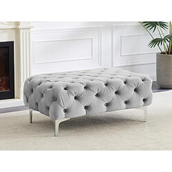 Vente-Unique Pouf chesterfield en velours gris clair EDWINA