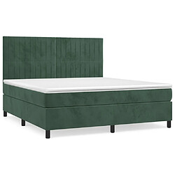 Maison Chic Lit adulte- Lit + matelas,Sommier à lattes de lit et matelas Vert foncé 180x200cm Velours -GKD38042