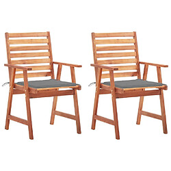 Maison Chic Lot de 2 Chaises à dîner de jardin avec coussins,Fauteuil/Chaises à manger d'extérieur Acacia massif -MN56481