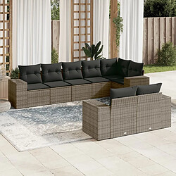 Maison Chic Ensemble Tables et chaises d'extérieur 8 pcs avec coussins,Salon de jardin gris résine tressée -GKD414166