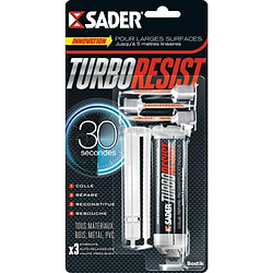 Colle bi-composant multi-matériaux SADER TURBO RESIST® 10 g et 3 embouts auto-mélangeurs