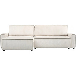 Palozi Sofa Canapé d'angle convertible et reversible en velours côtelé Montaigne - 3 places - Beige 