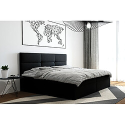 Acheter TRADA Lit adulte 160x200 cm TOP - avec matelas ressorts intégré, rangement et surmatelas - tissu velours – noir