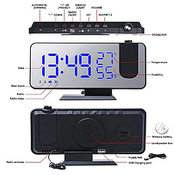 Universal Radio FM, réveil numérique LED, horloge de bureau électronique, horloge de réveil USB, lobe de temps de projection (noir)