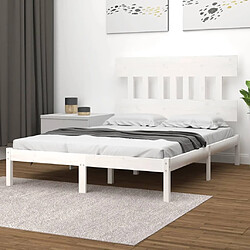 vidaXL Cadre de lit sans matelas blanc 150x200 cm bois massif