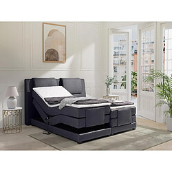 Vente-Unique Ensemble complet boxspring tête de lit + sommiers relaxation électrique + matelas + surmatelas - 2 x 90 x 200 cm - Tissu - Anthracite - CASTEL II de PALACIO 