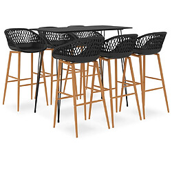 vidaXL Ensemble de bar 7 pcs Noir