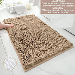 LUUCOZK Tapis de bain antidérapants absorbants à séchage rapide pour salle de bain - Beige Fond TPR 40x60cm-Taille standard