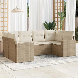 vidaXL Salon de jardin avec coussins 6 pcs beige résine tressée 