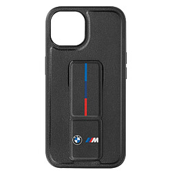 BMW Coque pour iPhone 15 , 14 et 13 Simili Cuir Béquille Support Noir 