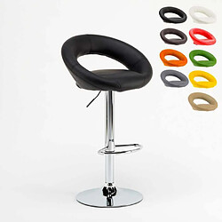 Superstool Tabouret haut bar cuisine fixe pivotant réglable en hauteur avec repose-pieds Chicago, Couleur: Noir 