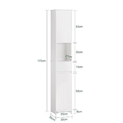 SoBuy BZR109-W Meuble Colonne de Salle de Bain Armoire Haute Etagère de Rangement Meuble de Rangement sur Pieds