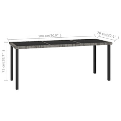 Acheter vidaXL Table à dîner de jardin Gris 180x70x73 cm Résine tressée