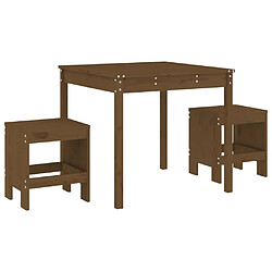 Maison Chic Table de bistro et chaises d'extérieur 3 pcs,Ensemble de bistro de jardin pour relax marron miel bois pin massif -GKD669717