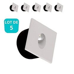 HOROZ ELECTRIC Lot de 5 Spots LED muraux carré blanc 3W 4000K 