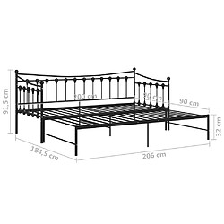 vidaXL Cadre de canapé-lit extensible Noir Métal 90x200 cm pas cher