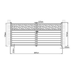 Vente-Unique Portail battant aluminium semi plein à motifs L397 x H181 cm anthracite - BAZIO pas cher