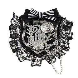 rétro style britannique dentelle tissu corsage broches broches badges accessoires noir