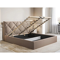 Acheter Lit coffre 160 x 200 cm - Velours - Beige + Matelas - STARI de Pascal Morabito