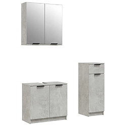 vidaXL Ensemble d'armoires de salle de bain 3 pcs gris béton