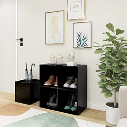 vidaXL Armoire à chaussures d’entrée noir brillant bois ingénierie