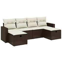 vidaXL Salon de jardin avec coussins 6 pcs marron résine tressée